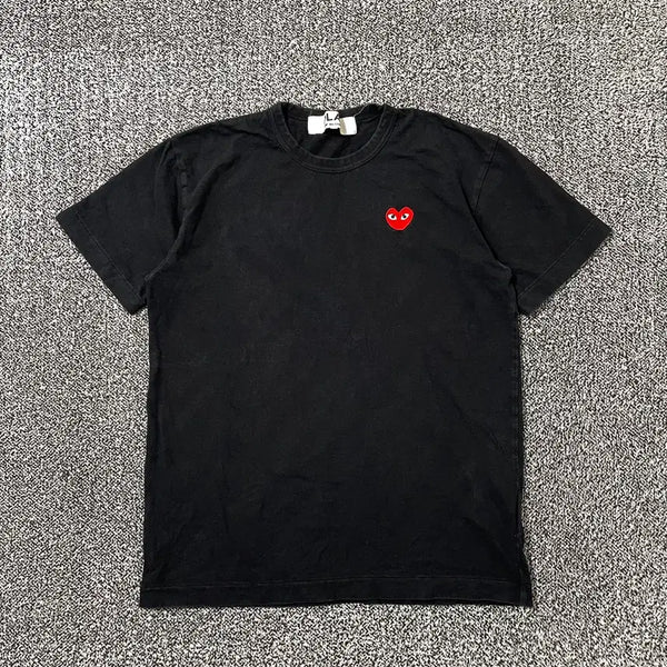 [BUNJANG] Comme des Garçons PLAY Vintage Black Cotton Short Sleeve T-Shirt / 빈티지9. 꼼데가르송 플레이 와펜 반팔 티셔츠 반소매 블랙