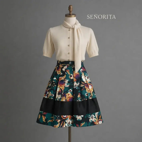 [BUNJANG] Senorita Flower Flare Skirt / 새상품 / 세뇨리따 플라워 플레어 스커트