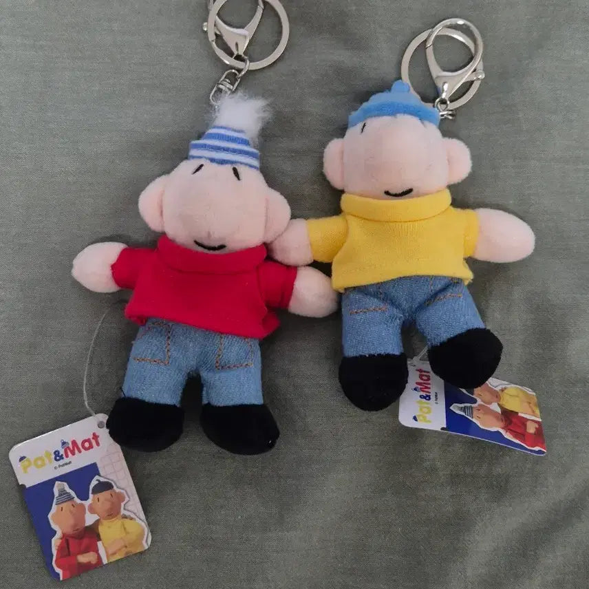 [BUNJANG] Pat & Mat 2 Types Plush Doll Keychain Set / 패트와매트 2종 봉제인형 키링 세트