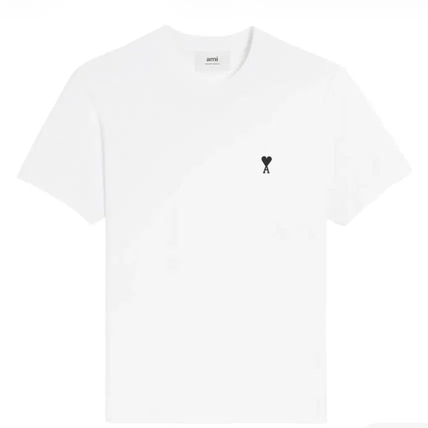 [BUNJANG] AMI Small Heart Logo Light Cotton Jersey T-Shirt White/Black [M, L] / 아미 스몰 하트 로고 라이트 코튼 저지 티셔츠 화이트 블랙 [M,L]