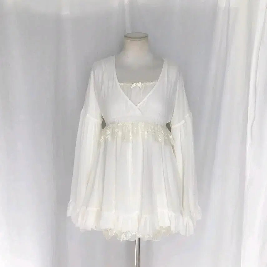 [BUNJANG] Vintage Beige Blouse Tunic / 라떼갸루 빈티지 베이지 블라우스 튜닉