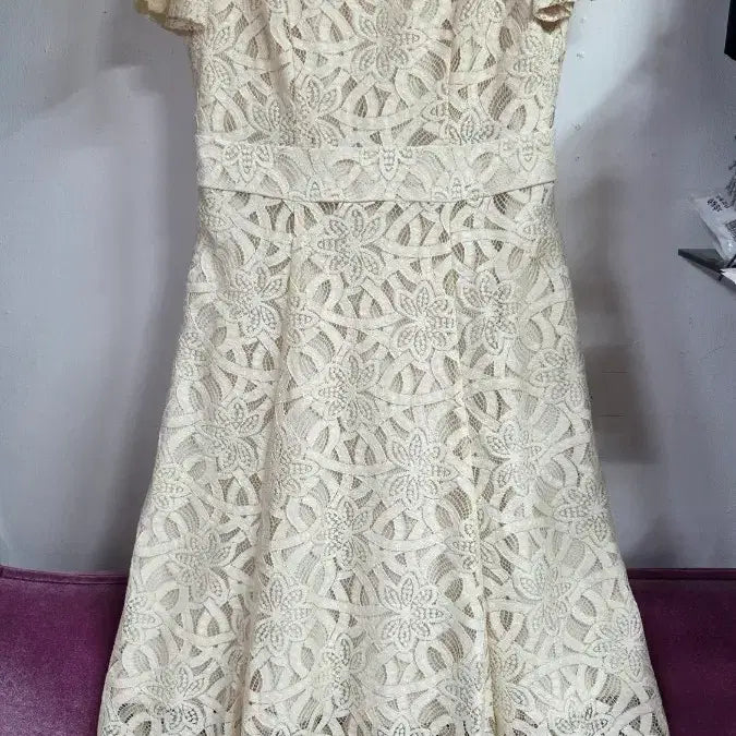 [BUNJANG] Lace Short Sleeve Dress Ivory / 레이스 아이보리 반팔 원피스