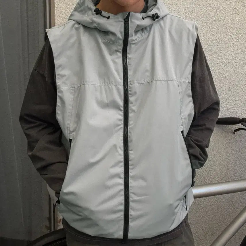 [BUNJANG] Hooded Vest Jumper Grey XL / 후드 베스트 점퍼 그레이 XL(105-110) 사이즈 판매합니다.[새상품