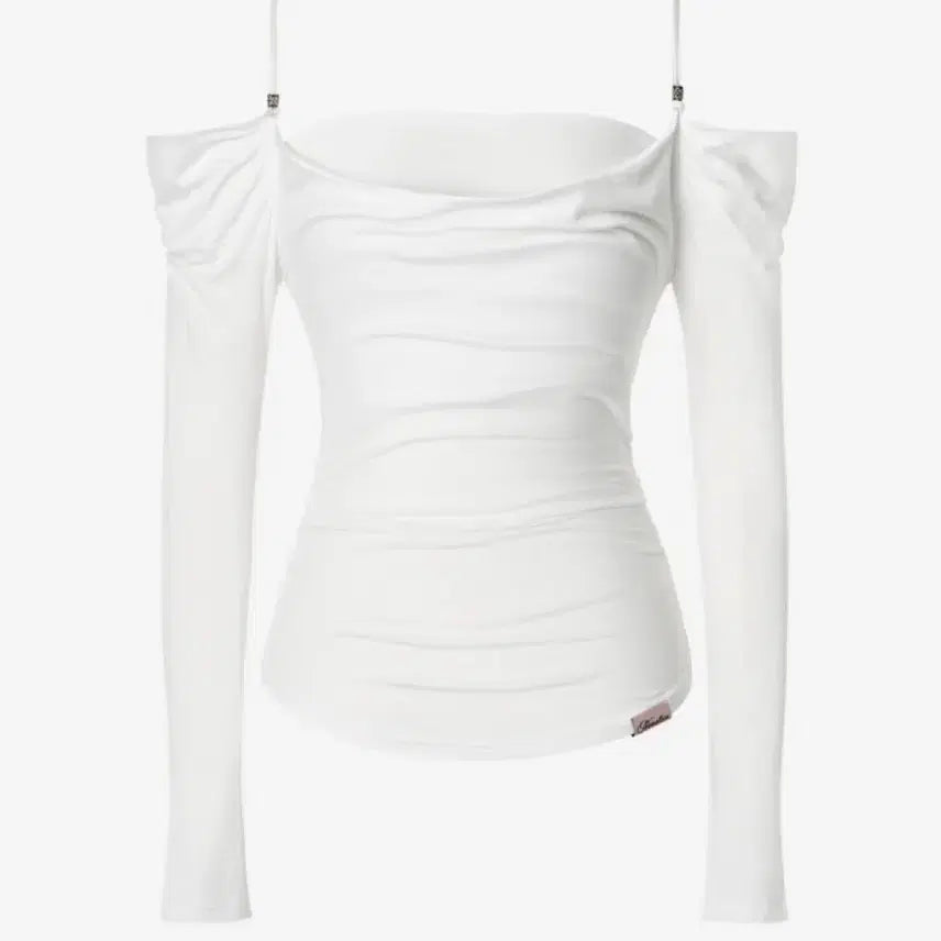 [BUNJANG] Newvline EVE Draping Off-Shoulder Top White / 뉴얼린 이브 드레이핑 오프숄더탑 화이트