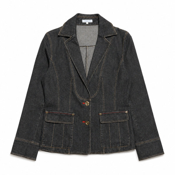 [BUNJANG] Japanese Vintage Y2K Amekaji Red Stitch Denim Blazer Jacket / JPN 00s 일본빈티지 Y2K 아메카지 레드 스티치 데님 블레이저 자켓