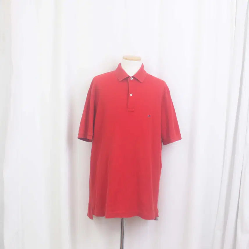 [BUNJANG] Tommy Hilfiger Men's Classic Pique Short Sleeve Polo Shirt (XL) Red / [정품] 타미힐피거 남성 클래식 피케 반팔 카라티 (XL) 상상샵