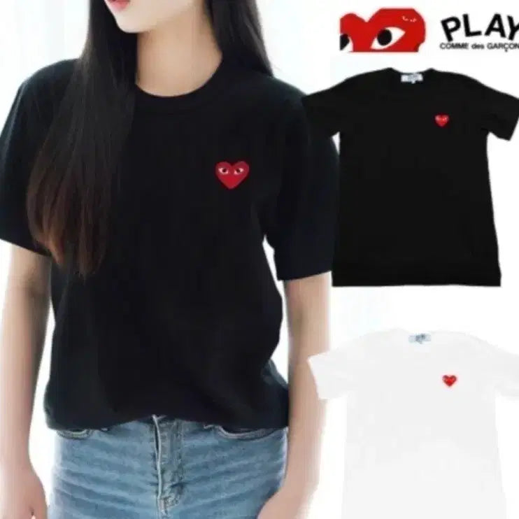 [BUNJANG] Comme des Garçons PLAY Black/White Short Sleeve T-Shirt / 특가)무료배송)꼼데가르송 플레이 반팔 티셔츠 블랙/화이트