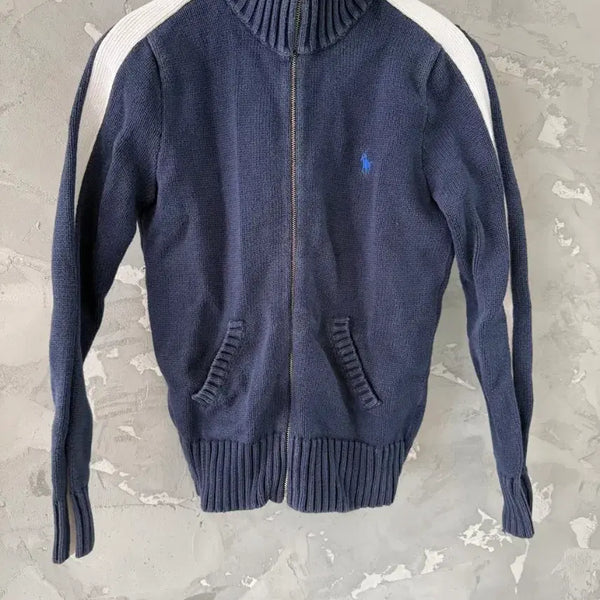 [BUNJANG] Ralph Lauren Navy Knit Zip-Up Cardigan - Size M / 랄프로렌 네이비 니트 집업 가디건 m