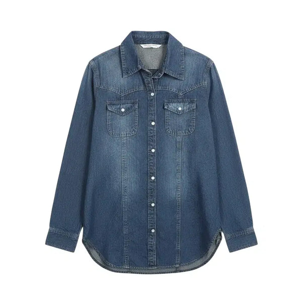 [BUNJANG] BLUE'ET Washed Denim Basic Shirt / 여성F / BLUE'ET 워싱 데님 베이직 청셔츠BL 33-18