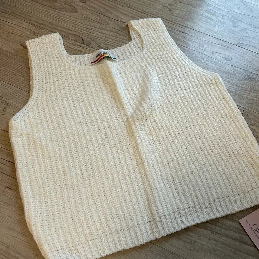[BUNJANG] Knit Square Sleeveless Top - Ivory / 니트 스퀘어 나시(아이보리)
