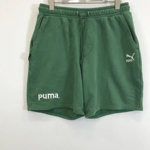 [BUNJANG] Puma Embroidered Logo Sweat Shorts Green L / 푸마 자수로고 반바지 [L]