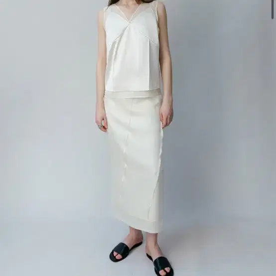 [BUNJANG] L'Euvre Satin Organza Layered Set / 루에브르 새틴 오간자 레이어 셋업