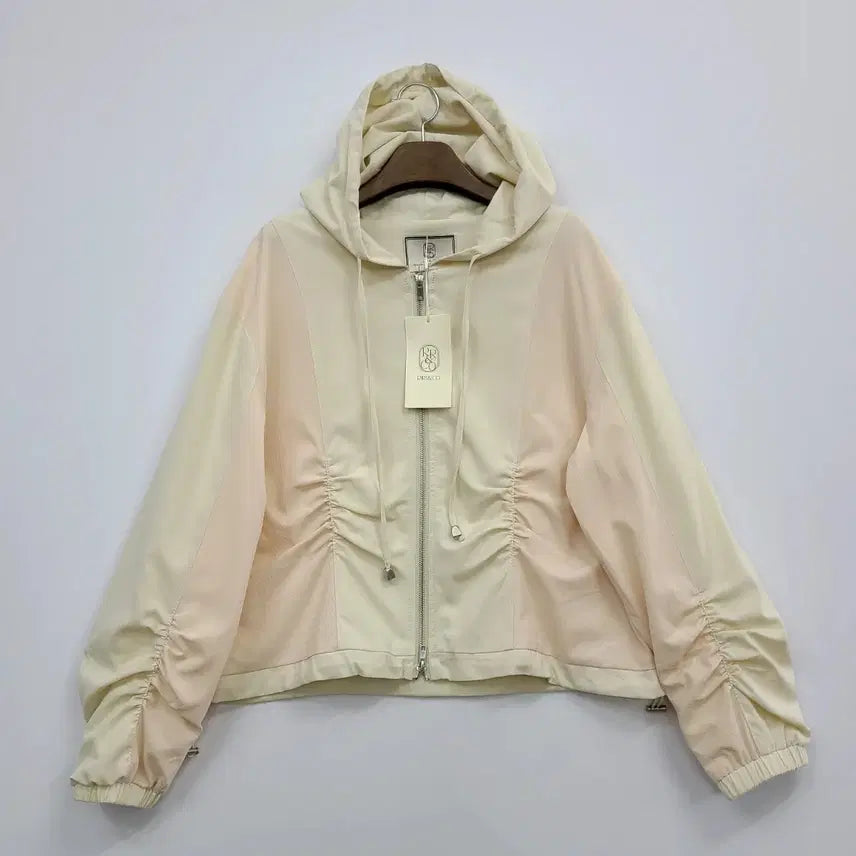 [BUNJANG] Rirri & Co. Shirring Hooded Zip-Up Jacket - Ivory, Size 2 / 리리앤코 셔링 후드 집업 자켓 아이보리/2/앨리스/1217