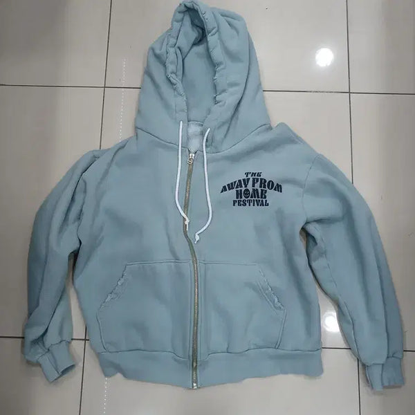 [BUNJANG] Replay Oversized Mint Fleece Hooded Zip-Up Jumper / 리플레이 오버핏 민트 기모 후드집업점퍼 오염 중고