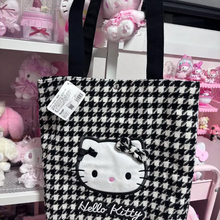 [BUNJANG] Kitty Houndstooth Check Tote Bag / (새상품)키티 하운드투스 체크 토트백
