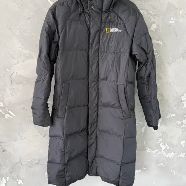 [BUNJANG] National Geographic Black Hooded Long Padding M / 내셔널지오그래픽 롱패딩 블랙 후드 M
