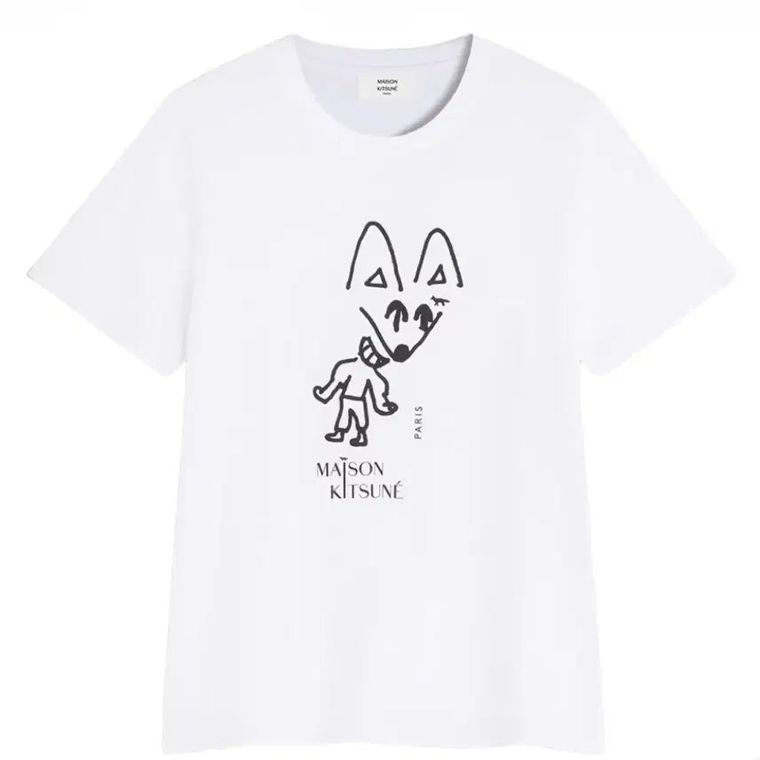 [BUNJANG] Maison Kitsuné Party Fox Regular T-Shirt White/Black [L] / 메종 키츠네 파티 폭스 레귤러 티셔츠 화이트 블랙 [L]