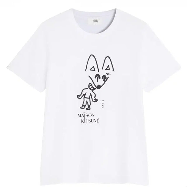 [BUNJANG] Maison Kitsuné Party Fox Regular T-Shirt White/Black [L] / 메종 키츠네 파티 폭스 레귤러 티셔츠 화이트 블랙 [L]