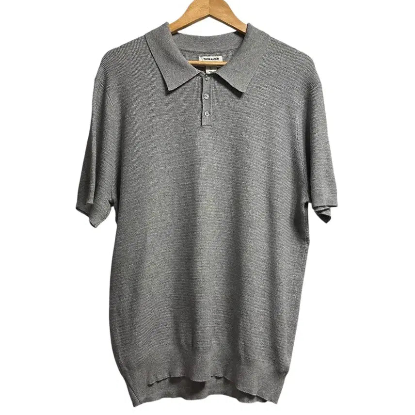 [BUNJANG] THOMAARON Grey Short Sleeve Polo Knit L / 톰아론(THOMAARON) 그레이 반팔 폴로 니트 L size