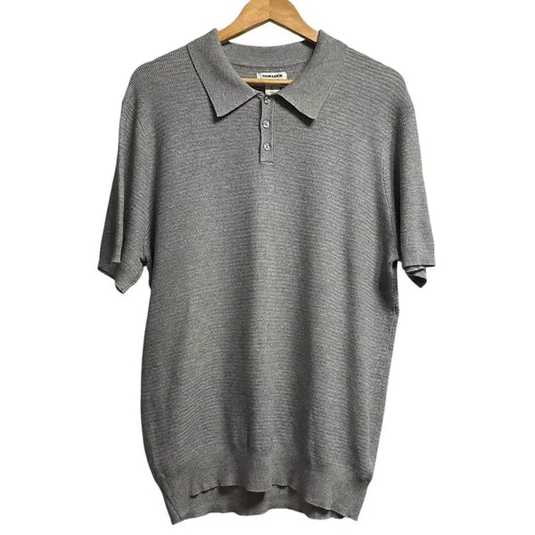 [BUNJANG] THOMAARON Grey Short Sleeve Polo Knit L / 톰아론(THOMAARON) 그레이 반팔 폴로 니트 L size