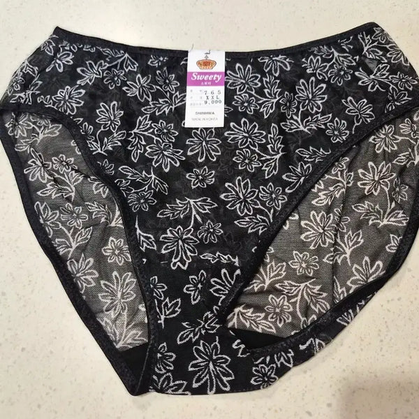 [BUNJANG] Sweety Black Floral Pattern Women's Panties XXL 50pc Bundle Set / (새상품)블랙 꽃무늬 여성 팬티 XXL 50장 일괄