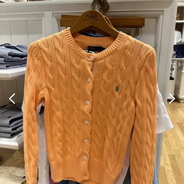 [BUNJANG] Polo Ralph Lauren Women's Cable Cardigan (Orange) / 정품)폴로랄프로렌 여성 케이블 가디건(오렌지)