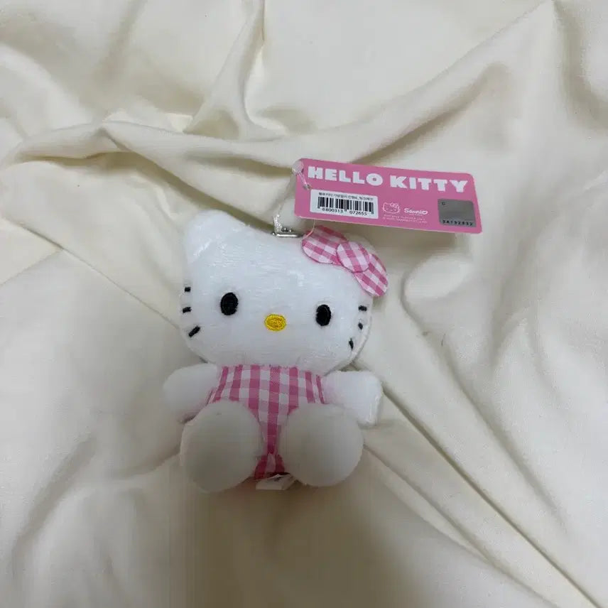 [BUNJANG] Hello Kitty Pink Check Doll Charm Bag Charm / (정품) 헬로키티 가방걸이 핑크 체크 인형 키링