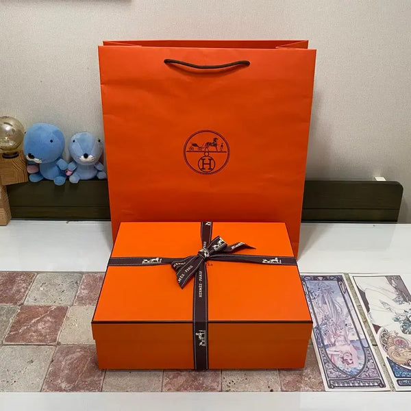 [BUNJANG] Hermès Bag Box Set with Ribbon and Shopping Bag / 에르메스 가방박스(35.5x28.5x11) + 리본 + 쇼핑백