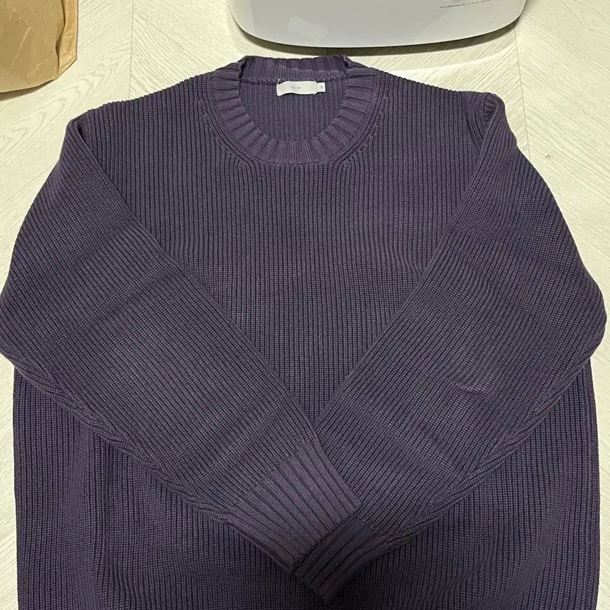[BUNJANG] ASPE Inteli Cotton Crewneck Knit Purple [M] / 애습 인텔리 코튼 크루넥 니트 퍼플 [M]