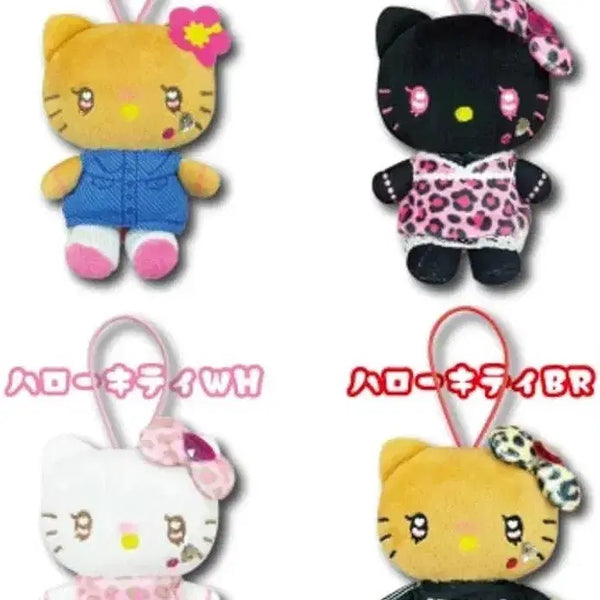 [BUNJANG] Hello Kitty Mini Mascot Girl Doll Keyring Y2K Tanning Black Set of 4 / 헬로키티 미니 마스코트 걸 인형 키링 Y2K 태닝 블랙 전4종 세트