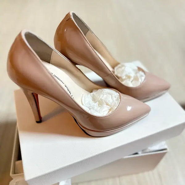 [BUNJANG] MyEyeko Nude Pink Enamel Stiletto Heels / myeyeko 누드 핑크 에나멜 스틸레토 힐 새상품
