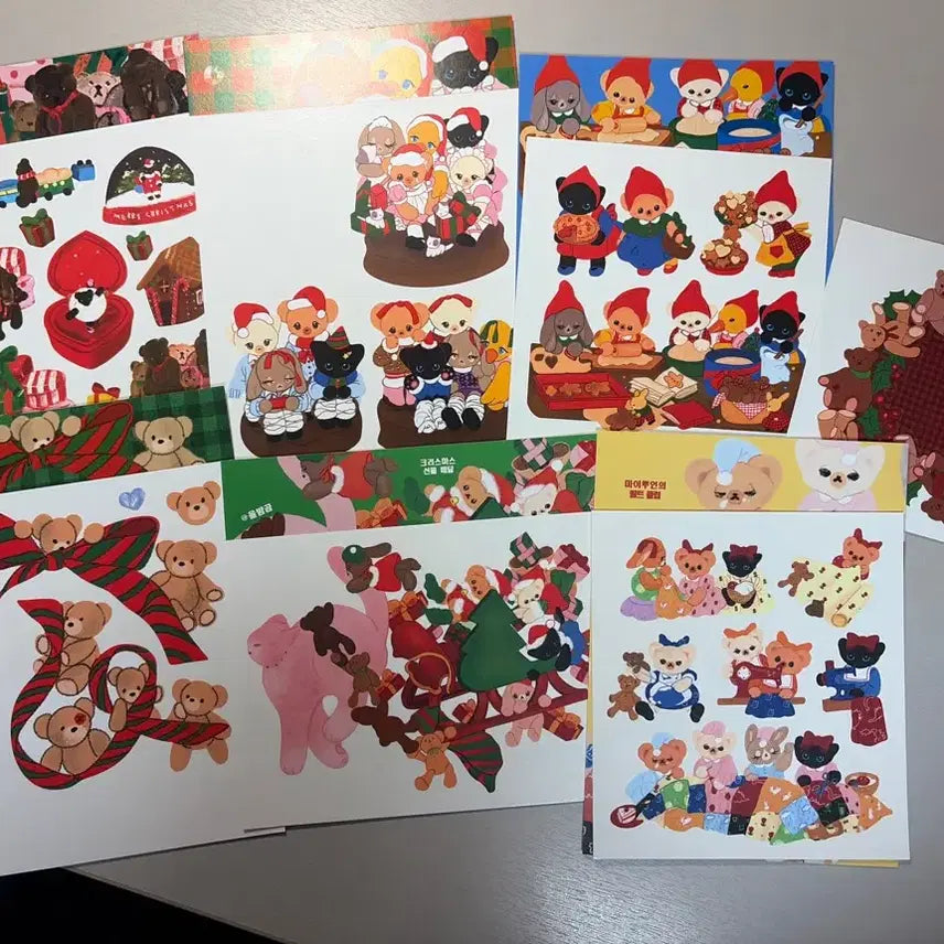 [BUNJANG] Yulbam Ggom Christmas Seal Sticker Bundle (7 Sheets) / 율밤곰 크리스마스 씰스티커 일괄 7장 처분