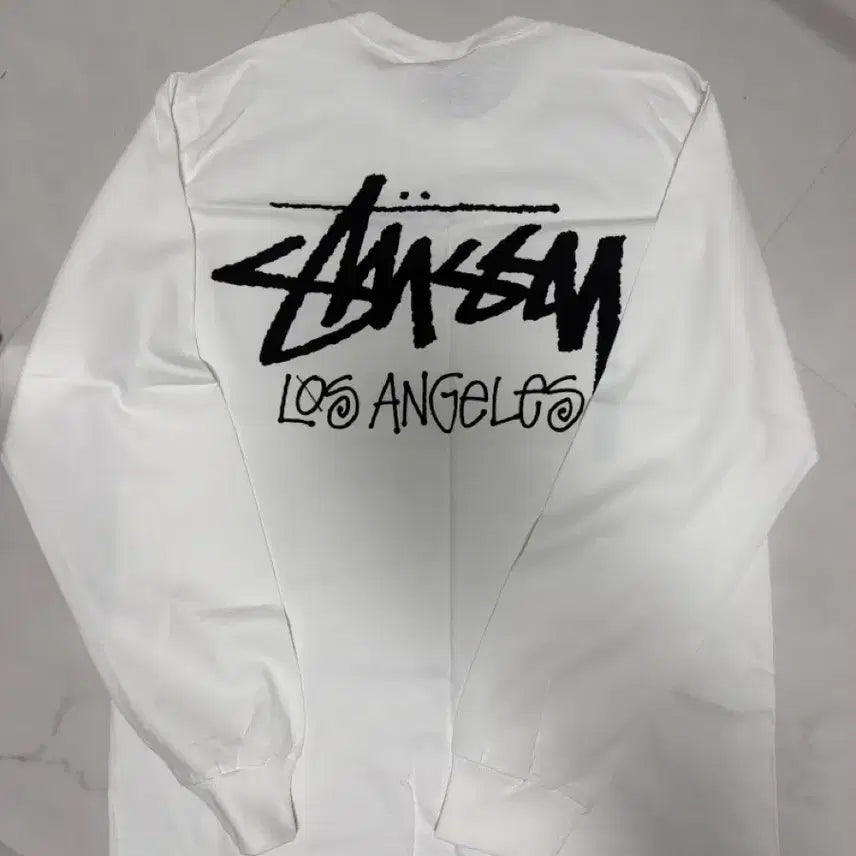 [BUNJANG] Stussy Stock Los Angeles Long Sleeve T-Shirt White / 스투시 스탁 로스앤젤레스 롱슬리브 티셔츠 화이트