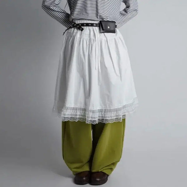 [BUNJANG] Lace Midi Banding Skirt / 레이스 미디 밴딩 스커트