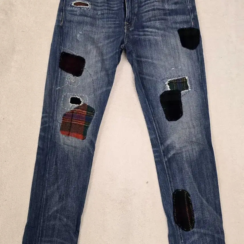 [BUNJANG] Polo Ralph Lauren Astor Slim Boyfriend Check Patch Denim Jeans / [정품] 폴로 랄프로렌 아스터슬림 보이프렌드체크덧뎀 패치 데님진.  싸