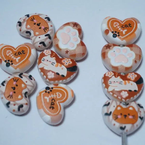 [BUNJANG] DIY Cat Heart Cute Beads for Keychain/Pen Decoration / DIY 냥이하트 귀요미 비즈