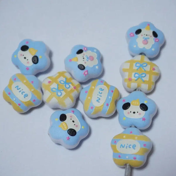 [BUNJANG] DIY Flower Charm Puppy Beads for Keychains and Pens / DIY 꽃모양 강아지 귀요미 비즈