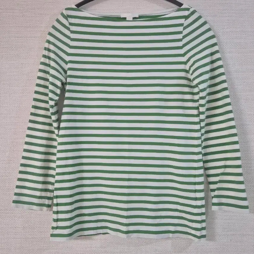 [BUNJANG] COS Green Stripe Boatneck T-Shirt / [COS] 코스  그린 스트라이프 티셔츠
