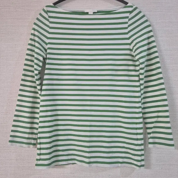 [BUNJANG] COS Green Stripe Boatneck T-Shirt / [COS] 코스  그린 스트라이프 티셔츠