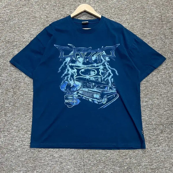 [BUNJANG] Critic Printing Short Sleeve T-Shirt Navy XL / 크리틱 프린팅 반팔티 네이비 XL