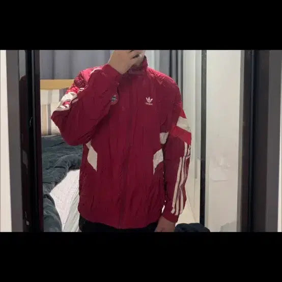 [BUNJANG] Adidas Three-Stripes Windbreaker Burgundy Size L / 아디다스 삼선 바람막이 버건디 L사이즈
