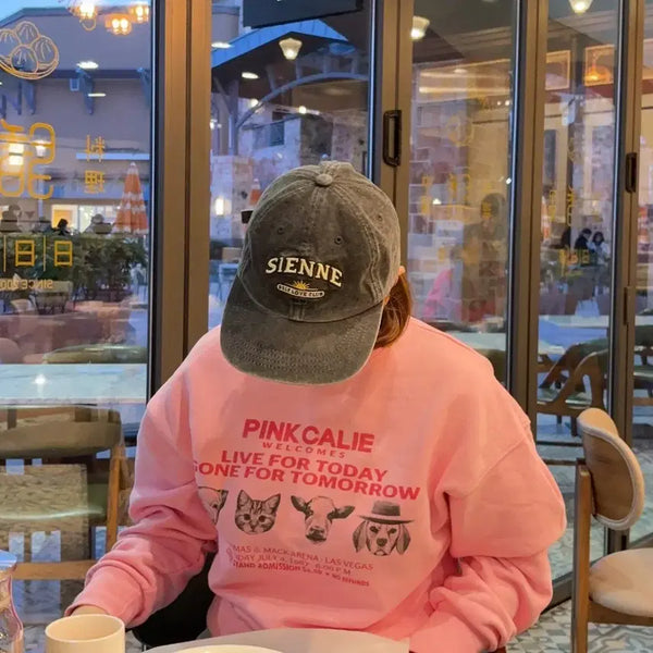 [BUNJANG] as if bonjour Pink California Sweatshirt / 에즈이프켈리 핑크 스웨트셔츠 맨투맨