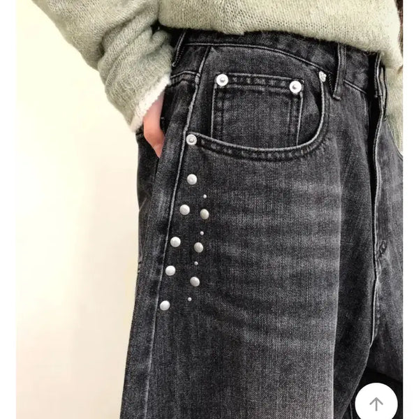 [BUNJANG] Wonder Wonder NT Studded Pocket Balloon Fit Washed Denim Long Pants / 원더원더 엔티 스터드 포켓 벌룬핏 워싱 데님 롱 팬츠