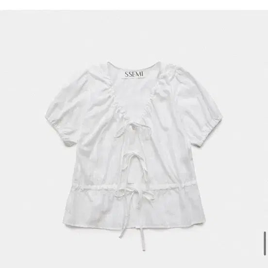 [BUNJANG] Semi Ribbon Shirring Blouse / 쎄미 RIBBON SHIRRING BLOUSE