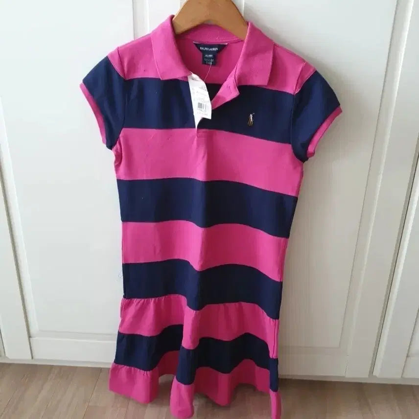 [BUNJANG] Polo Pink Stripe Dress Junior XL / 폴로 원피스 성인가능 쥬니어Xl사이즈