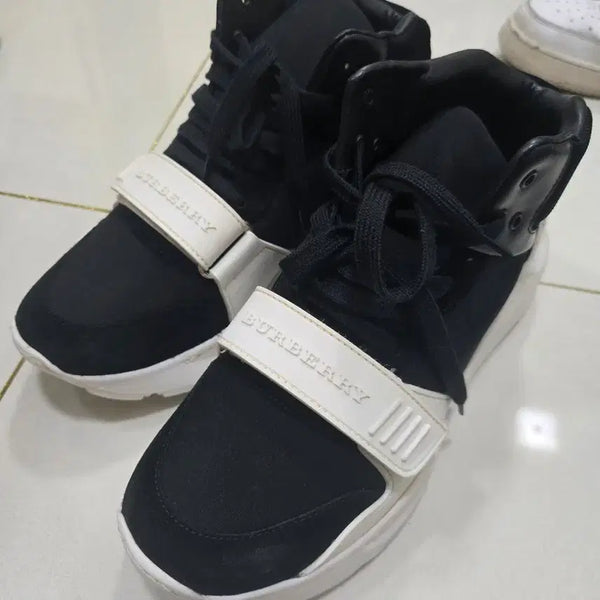 [BUNJANG] Burberry Black Leather High-Top Sneakers Size 40 / 버버리 블랙 하이탑 스니커즈 40사이즈