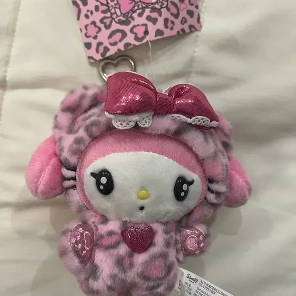 [BUNJANG] Sanrio My Melody Pink Leopard Plush Keychain / 일본 정품 산리오 마이멜로디 핑크 레오파드 인형 키링 호피 갸루