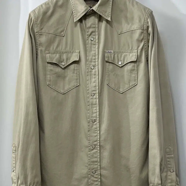 [BUNJANG] Polo Ralph Lauren Garment Dyed Indian Southwestern Shirt / 폴로 랄프로렌 콘초 오트밀 가먼트다이 인디언 사우스 웨스턴 셔츠