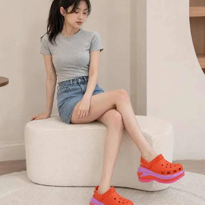 [BUNJANG] Crocs Mega Crush Clog Orange Pink W7 / 240mm 크록스 메가 크러쉬 클로그 오렌지핑크 W7