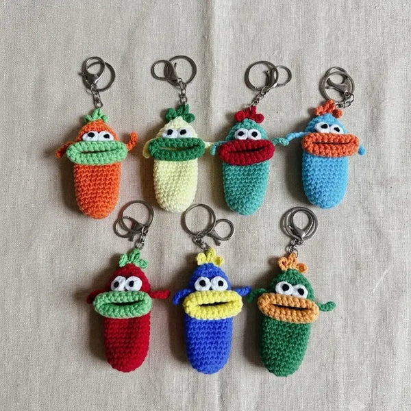 [BUNJANG] Bundle Set Handmade Knitted Littlemon Lip Balm Case Keychain / 7개일괄) 뜨개 리틀몬 립밤 케이스 키링(핸드메이드)